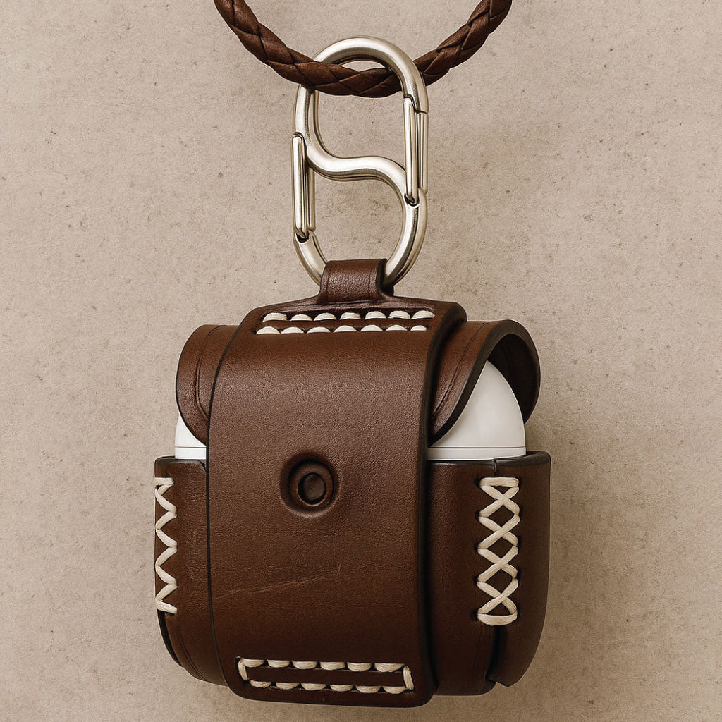 AirPods 4 Leather Case - Premium Italian Leather with Belt Loop & Carabiner