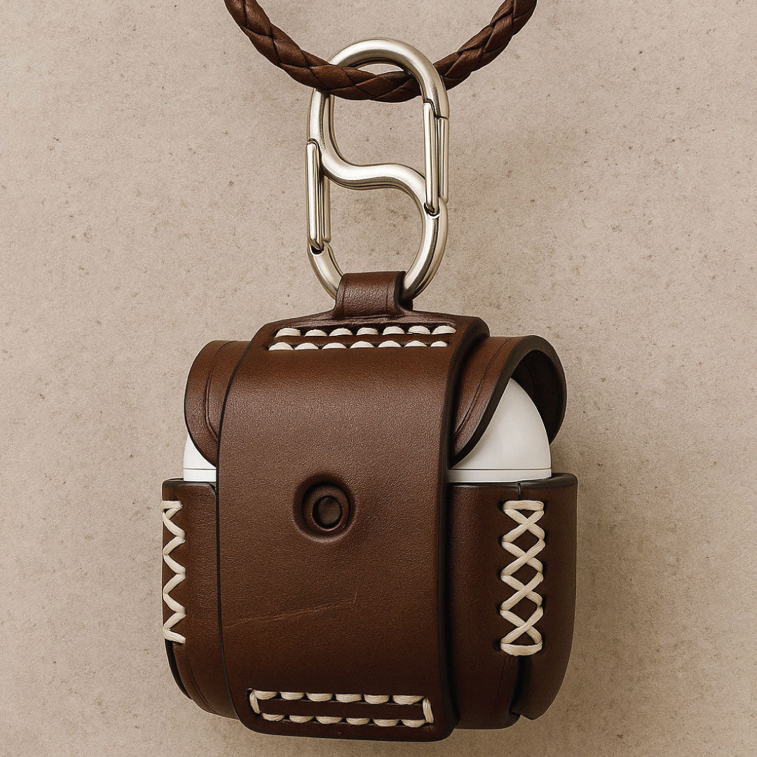 AirPods 4 Leather Case - Premium Italian Leather with Belt Loop & Carabiner