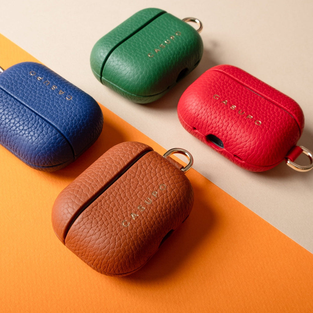 Leather AirPod Case Tan - Premium Top-Grain Leather with Oval Ring for AirPods 2 Pro & 3