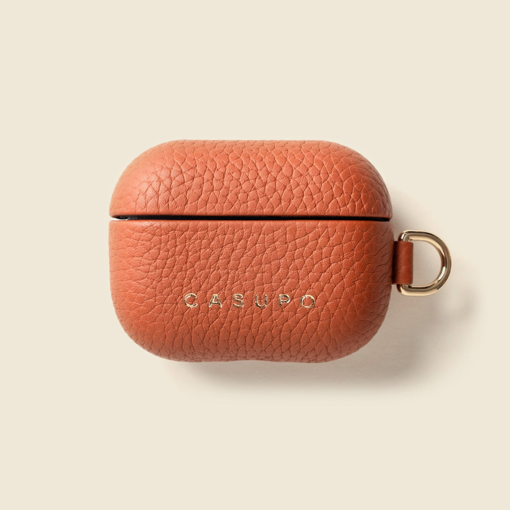Leather AirPod Case Tan - Premium Top-Grain Leather with Oval Ring for AirPods 2 Pro & 3
