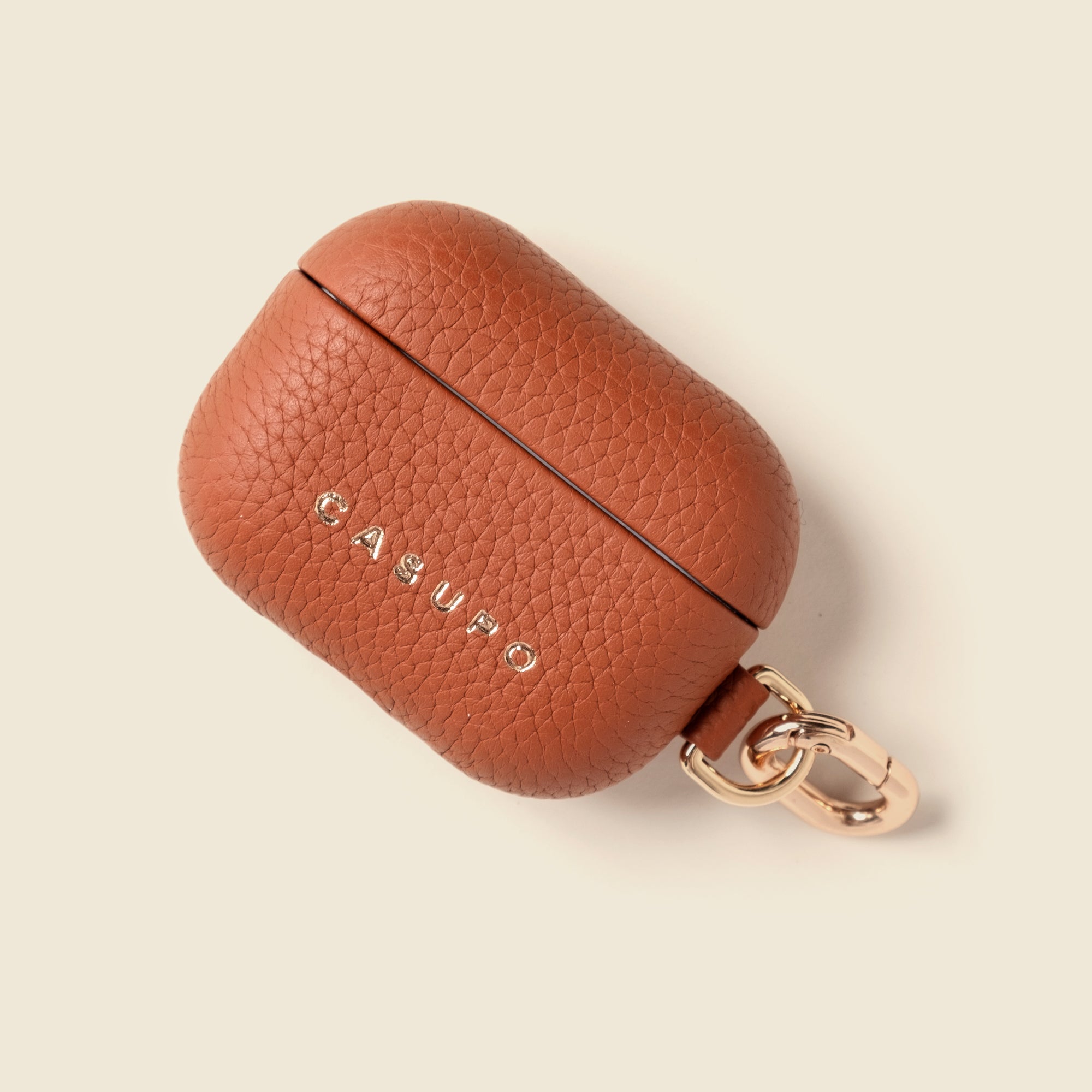 Leather AirPod Case Tan - Premium Top-Grain Leather with Oval Ring for AirPods 2 Pro & 3