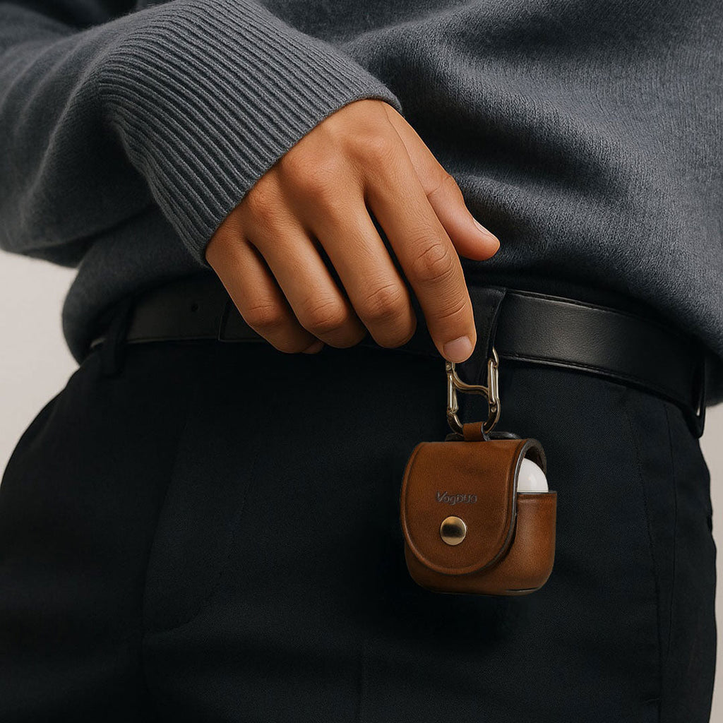 AirPods 4 Leather Case - Premium Italian Leather with Belt Loop & Carabiner