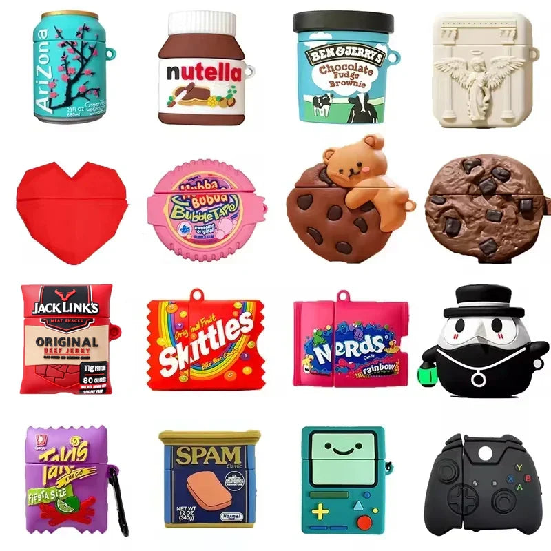 3D Snacks Candy Drinks AirPods Case - Silicone Protective Cover for AirPods 2 3 4 Pro Pro2