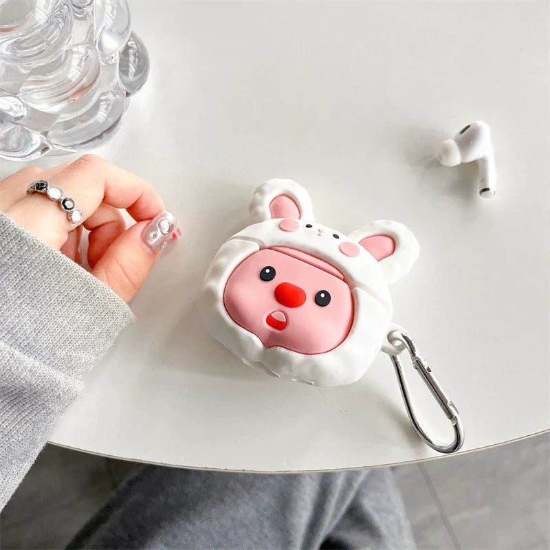 MINISO Loopy AirPods Case - Rabbit Beaver Soft Silicone Protective Cover for AirPods 1 2 3 Pro Pro2