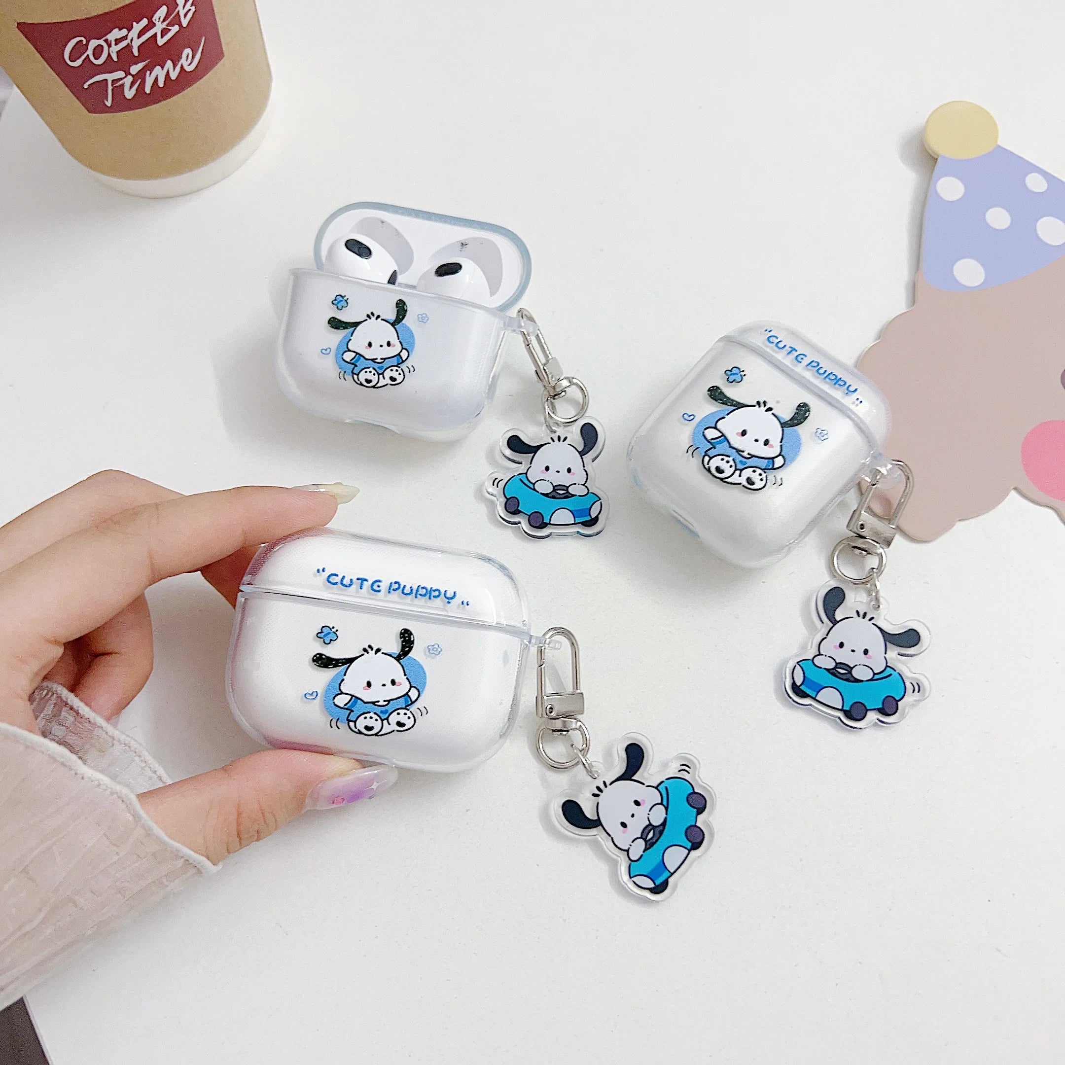 Car Pochacco AirPods Case - Transparent TPU Protective Cover for AirPods 1 2 3 4 Pro Pro2
