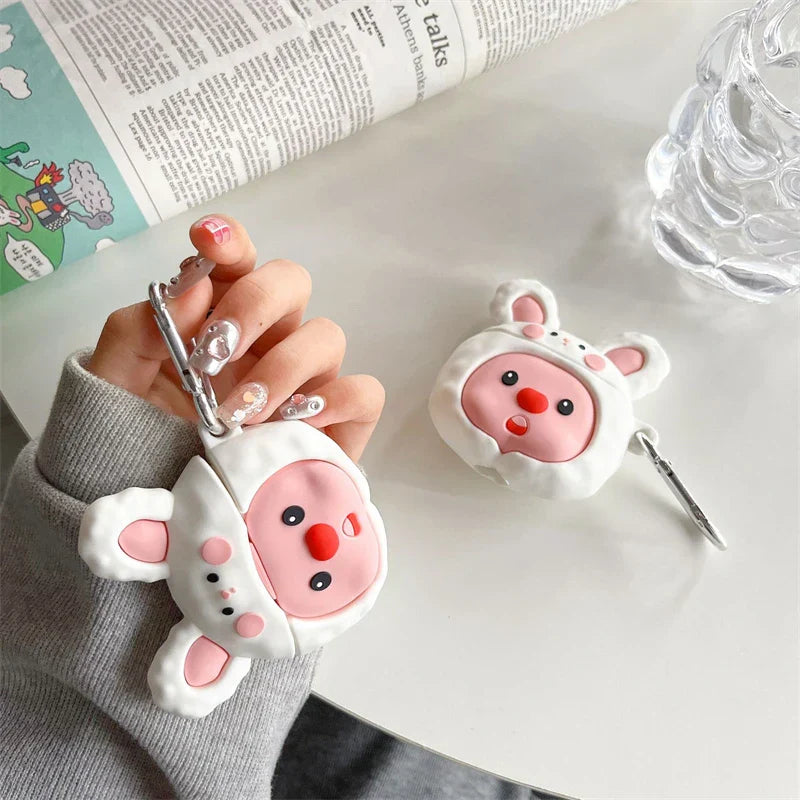 MINISO Loopy AirPods Case - Rabbit Beaver Soft Silicone Protective Cover for AirPods 1 2 3 Pro Pro2