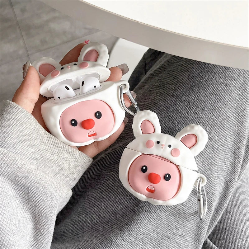 MINISO Loopy AirPods Case - Rabbit Beaver Soft Silicone Protective Cover for AirPods 1 2 3 Pro Pro2