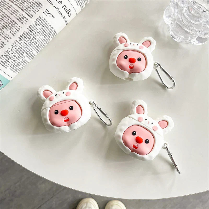 MINISO Loopy AirPods Case - Rabbit Beaver Soft Silicone Protective Cover for AirPods 1 2 3 Pro Pro2