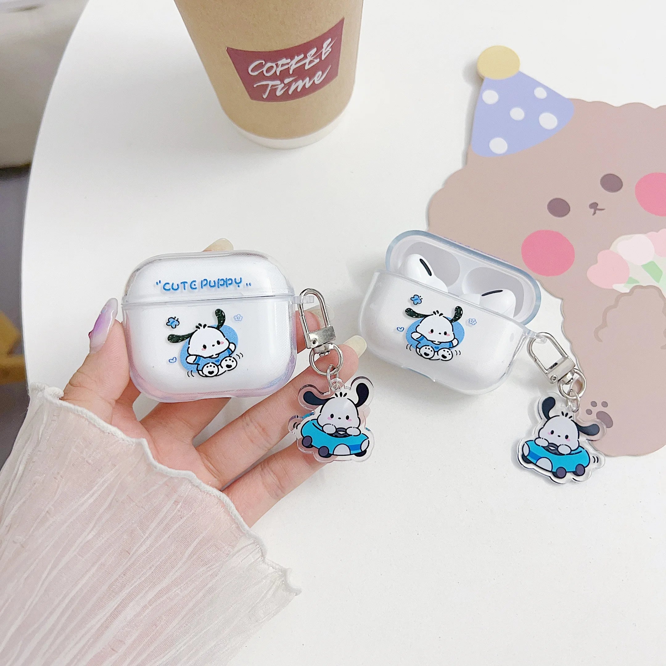 Car Pochacco AirPods Case - Transparent TPU Protective Cover for AirPods 1 2 3 4 Pro Pro2