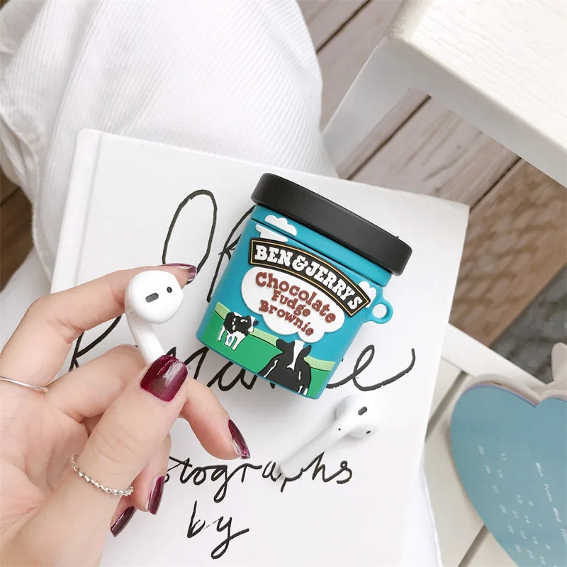 3D Snacks AirPods Case - Creative Sugar Drinks Cartoon Silicone Cover for AirPods 1 2 3 Pro
