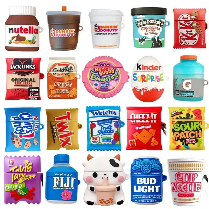 3D Snacks AirPods Case - Creative Sugar Drinks Cartoon Silicone Cover for AirPods 1 2 3 Pro